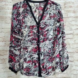 DKNYC Sheer Tunic Top Sz M EUC